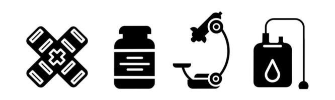 medizinisch Ausrüstung Symbol Sammlung. ein Illustration von ein schwarz medizinisch Ausrüstung Symbol. Lager Vektor. vektor