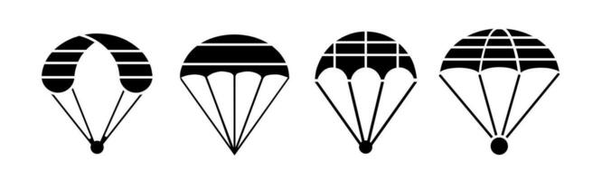 fallskärm ikon samling. ett illustration av en svart fallskärm ikon. stock vektor. vektor