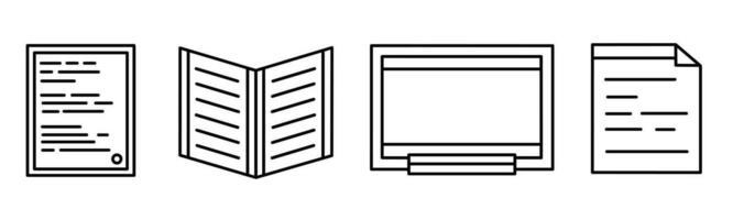 dokumentieren, Text Symbol Design schwarz Linie. Lager Vektor. vektor