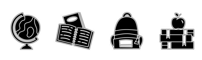 Schule Ausrüstung Symbol Sammlung. ein Illustration von ein schwarz Schule Ausrüstung Symbol. Lager Vektor. vektor