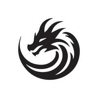 Drachen Kopf Silhouette Logo Design. geflügelt Drachen Vektor Symbol im schwarz und Weiß Farbe