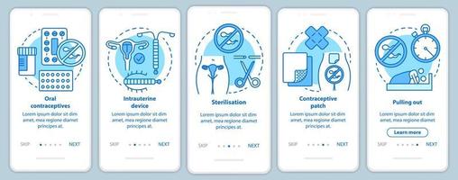 Safer Sex Onboarding mobiler App-Seitenbildschirm mit linearen Konzepten vektor