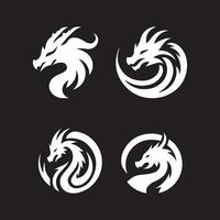 Drachen Kopf Silhouette Logo Design. geflügelt Drachen Vektor Symbol im schwarz und Weiß Farbe