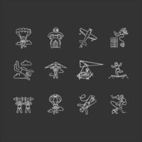 Air Extremsport Kreide Icons Set vektor