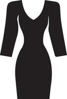 weiblich Kleid Vektor Kunst Illustration schwarz Farbe Silhouette 29