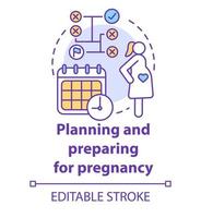 Planung und Vorbereitung für das Schwangerschaftskonzept-Symbol vektor