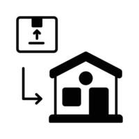 Paket mit Zuhause Gebäude Konzept Symbol von Zuhause Lieferung, isoliert auf Weiß Hintergrund vektor