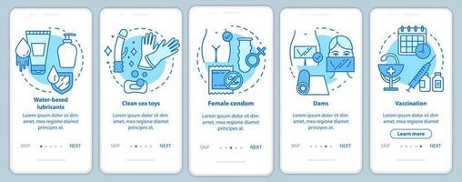 Safer Sex Onboarding mobiler App-Seitenbildschirm mit linearen Konzepten vektor