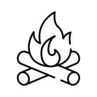 lägereld, brinnande bål, trä logga med brand flamma i redigerbar design vektor