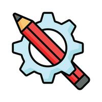 Ausrüstung und Bleistift, Konzept Symbol von Design Entwicklung, kreativ Entwicklung, Bloggen und Werbetexten vektor