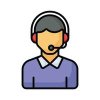 männlich Benutzerbild tragen Kopfhörer mit mic präsentieren Anruf Center Symbol vektor