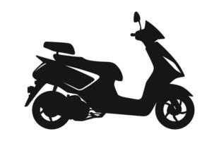 ein Motorrad Roller Vektor schwarz Silhouette isoliert auf ein Weiß Hintergrund