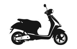 ein Motorrad Roller Vektor schwarz Silhouette isoliert auf ein Weiß Hintergrund