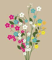 vergessen mich nicht Blumen, Blumen Strauß, Frühling Blumen, bunt Blumen. Vektor Illustration im eben Design auf Licht Hintergrund