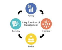 das vier Funktionen von Verwaltung zum Planung, organisieren, führen und steuern vektor