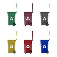 Recycling Behälter Behälter zum Müll mit anders Farben. Vektor Illustration im eben Stil
