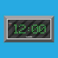 modern digital klocka med grön siffror. vektor illustration i platt stil på blå bakgrund