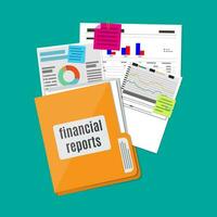 Zwischenablage mit finanziell Berichte. Vektor Illustration im eben Design