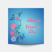 internationell kvinnors dag 8 Mars med ram av blomma och papper konst stil. vektor