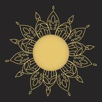 golden Mandala mit ein Sonne auf ein schwarz Hintergrund vektor