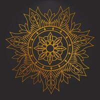golden Mandala Design auf schwarz Hintergrund vektor