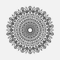 ein schwarz und Weiß Zeichnung von ein kreisförmig Mandala Design vektor