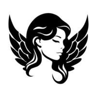 weiblich Engel Vektor schwarz Symbol isoliert auf Weiß Hintergrund