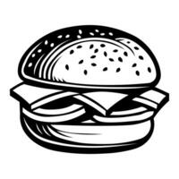 Burger schwarz Illustration isoliert auf Weiß Hintergrund vektor