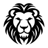lejon huvud svart logotyp isolerat på vit bakgrund vektor