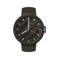 Armbanduhr. prüfen das Zeit. Zeit auf Handgelenk betrachten. schwarz Uhr mit Gurt. Vektor Illustration im eben Stil