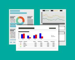 finansiell rapporter och dokument. vektor illustration i platt design