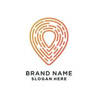 Ort Logo Design mit Finger einzigartig Konzept Prämie Vektor