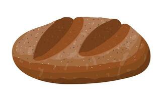 brun bröd limpa. råg bröd rulla baguette. bakad mat. bageri affär. vektor illustration i platt stil