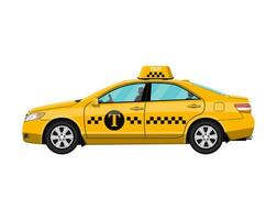 gul taxi bil isolerat på vit, vektor illustration i platt design
