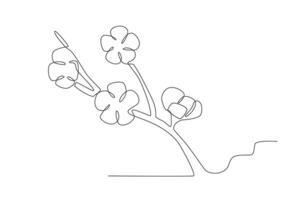 ein Zweig von ein Baum mit vier Blumen vektor