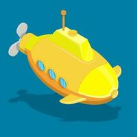 leksak u-båt under vattnet i tecknad serie stil. barn leksaker och underhållning. under vattnet forskning. vektor