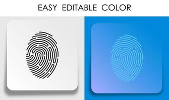 person digital fingeravtryck ikon på papper fyrkant klistermärke med skugga. biometrisk Identifiering av mänsklig data. vektor knapp