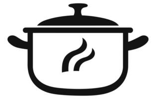 matlagning pott logotyp design, den soppa pott är kokande, vektor, vektor