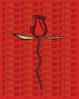 rot Rose Blume mit Pixel Stil vektor