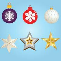 Weihnachten Bälle und Sterne Vektor Symbol Pack