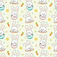 süß Hase Ostern auf Ostern Ei mit Frühling Thema nahtlos Muster Designs vektor