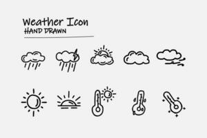 hand dragen väder ikon uppsättningar vektor