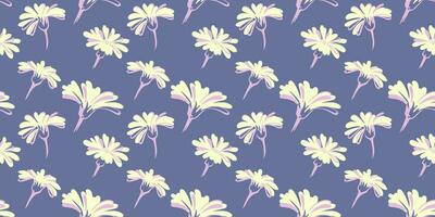 retro Sommer- Muster mit kreativ einfach Knospen Blumen auf ein Pastell- Blau Hintergrund. Vektor Hand gezeichnet skizzieren. ditsy Blumen. Design zum Mode, Stoff, Hintergrund.