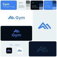 Fitnessstudio Blau Linie Geschäft Logo. Mountian einfach Symbol. Marke Name. Motivation Geschäft Wert. Design Element. visuell Identität. geeignet zum Werbung, Werbung Kampagne vektor