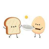 bröd och ägg karaktär design. frukost karaktär. vektor