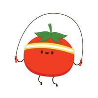 süßes tomatencharakterdesign. glückliche Gemüsevektorillustration. flaches design der karikaturtomate für kinderbücher. vektor