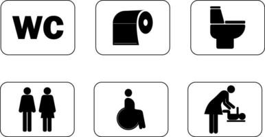 Symbole und Symbole zum Toilette. einstellen von Symbole zum Öffentlichkeit setzt. vektor