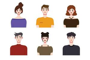 uppsättning samling av människor avatar design. tecken för social media och nätverk, hemsida, app design, utveckling, användare profil, och användare profil ikoner. vektor illustration.