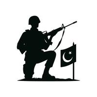 silhuett av en pakistansk soldat, försvar dag, oberoende dag, pakistan dag begrepp vektor