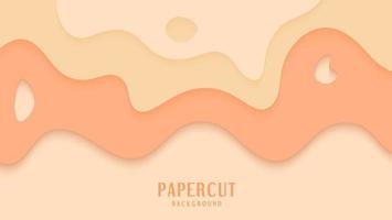 abstrakte dynamische Welle weich orange Papierschnitt-Stil Hintergrunddesign vektor